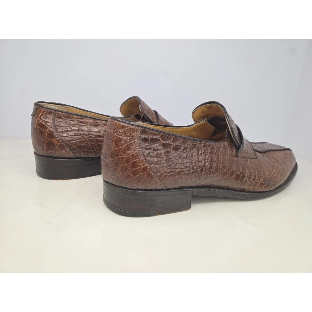 Vintage FBSC Marco D'Oro Italy Genuine Alligator Loafers Mens 9.5 D Excellent